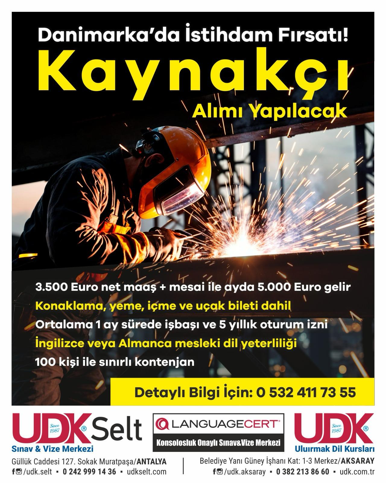 Kaynakçılar Dikkat! DANİMARKA’DA YÜKSEK GELİRLİ İŞ FIRSATI!