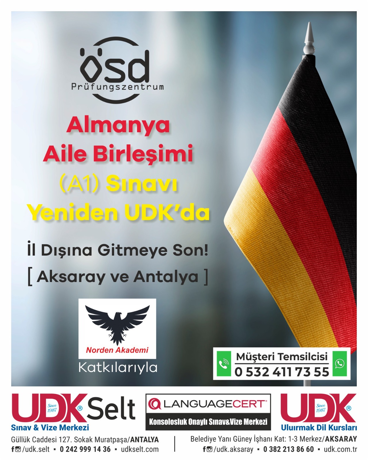 Almanya Aile Birleşimi (A1) Sınavı Artık Yeniden UDK’da